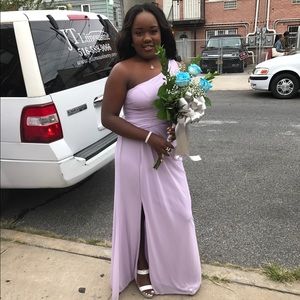 One Shoulder Mesh Dress with Lace Inset